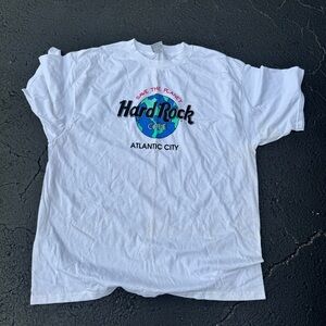 Hard Rock Cafe Atlantic City White Tee with Blue and Red Logo one size